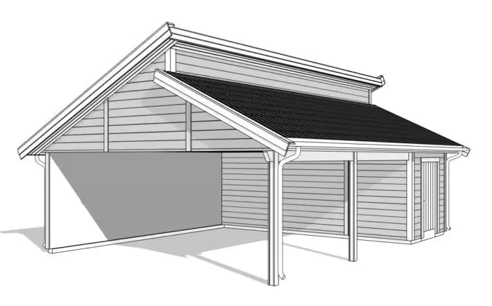 Dubbel carport CDP 65, 3D-rendering