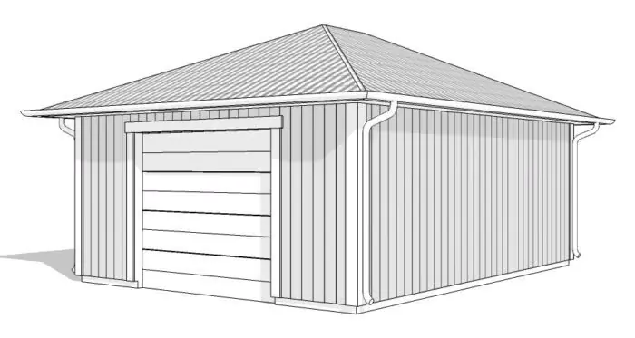 Enkelgarage med valmat tak GV 50, 3D-rendering